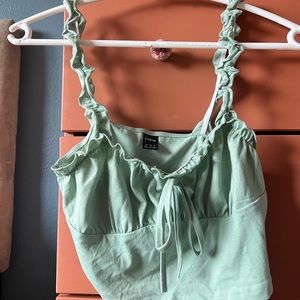 Sage green cropped shirt from SHEIN
